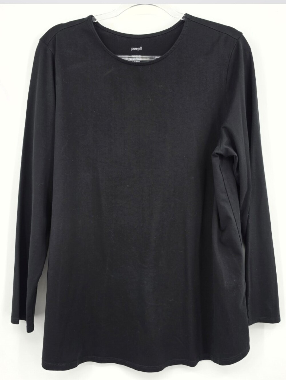 J. Jill PureJill Shirttail Tee Large Black Long Sleeve